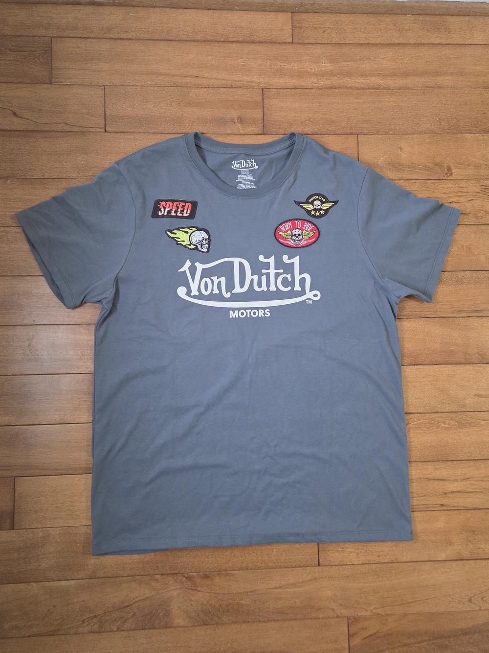Von Dutch Men’s Gray Logo Patch T-Shirt Size XL